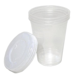 Plastic cups and lids